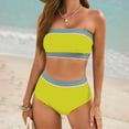 thumbnail image 3 of Efsteb Womens High Waisted Bikini Sets Conservative Chest Pads Bandeau Swimsuit Strapless Two Piece Bathing Suit (Yellow,L), 3 of 4