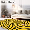 thumbnail image 2 of ODIKA 4'x6' Machine Washable Non-Slip Area Rug, Charming Jungle Cat Featuring Stylized Whiskered Creature Design High Traffic Rug with Pad, Yellow, 683433, 2 of 8