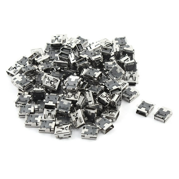 100 Pcs Type B   USB 5-Pin Female Jack Port Socket Connector for Smartphone