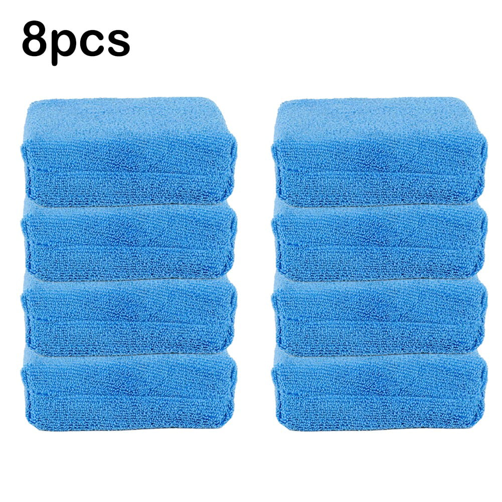 Blue Microfiber Applicator Sponge Pads Car Wash Wax Polish Detailing 8 Pack 