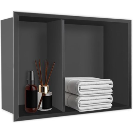 Shower Niche 16" x 20",Black Wall Shower Niche No Tile Needed,Stainless Steel Double Shelf Storage Niche Recessed Shower Shelf Decor for Bathroom Living Room