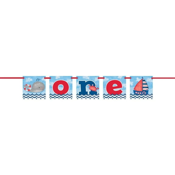 Unique Industries Assorted Colors Nautical Birthday Party Banner, 48" x 6"