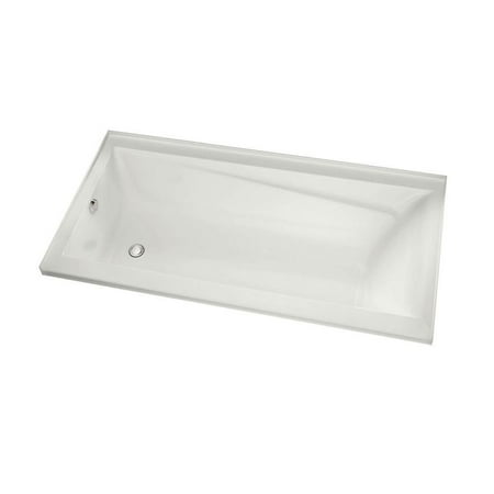 Bathtub Left Hand Outlet MAAX 105514-L-000-001 Exhibit Rectangular Acrylic Soaking Bathtub with Integrated Tiling Flange and Left Hand Drain, White ()