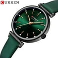 thumbnail image 2 of CURREN Montre Décontractée en Cuir à Quartz Vert pour Femmes, Étanche, avec Date, 2 of 5