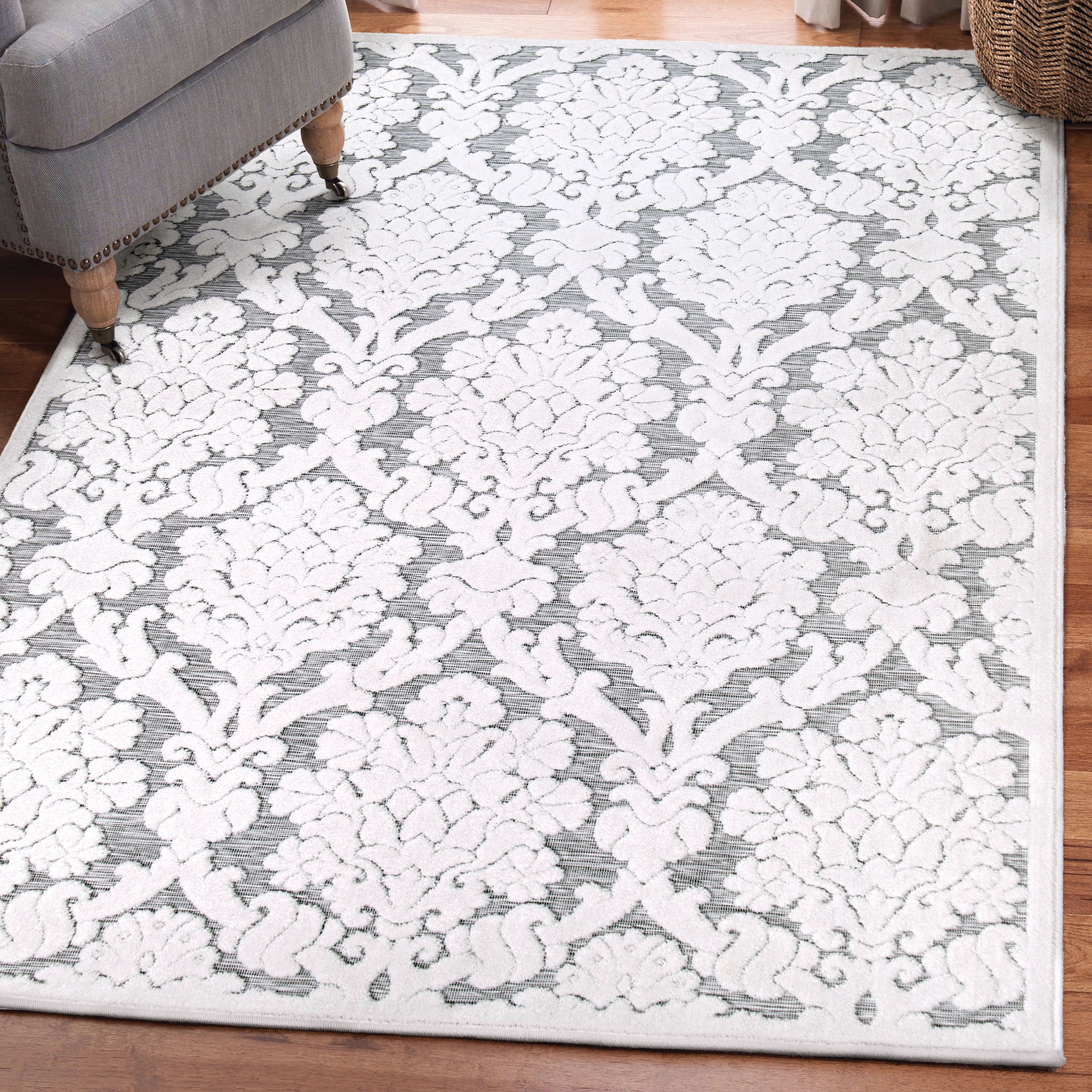 My Texas House Charlotte 9' X 13' Natural Gray Floral Area Rug