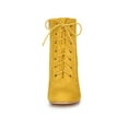 thumbnail image 6 of BLISSFUL STEP Women's Ankle Boots Faux Suede Chunky Heel Lace-Up Zip Booties Yellow 7, 6 of 8
