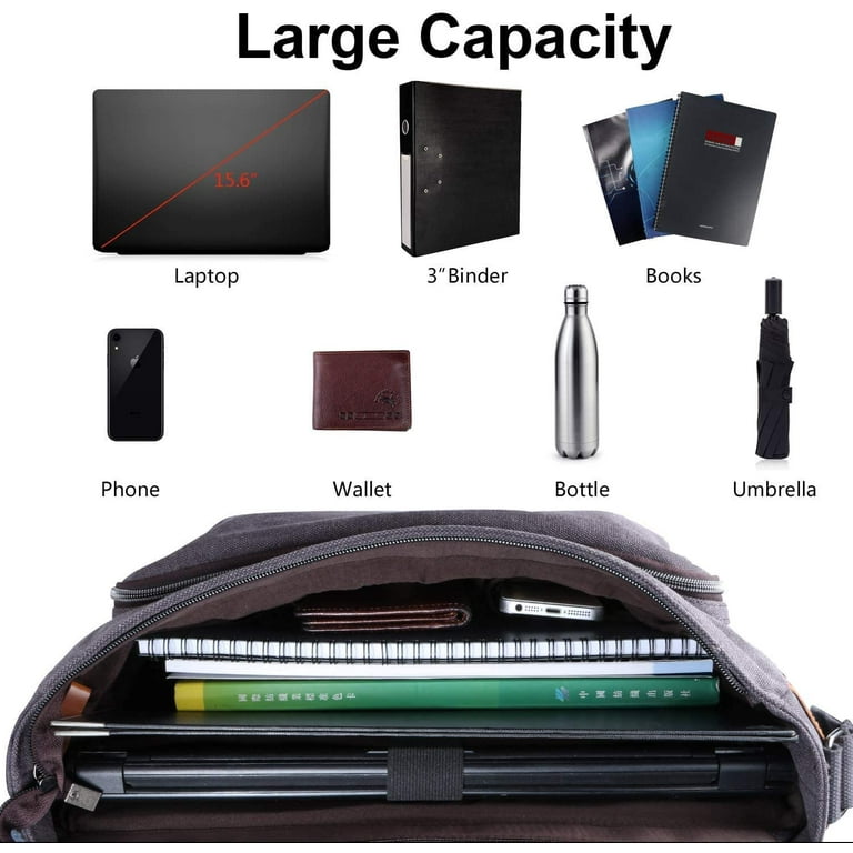  ESTARER Computer Messenger Bag 17-17.3 Inch Water-resistant  Canvas Laptop Shoulder Bag for Travel Work College New Version, Grey :  Electronics