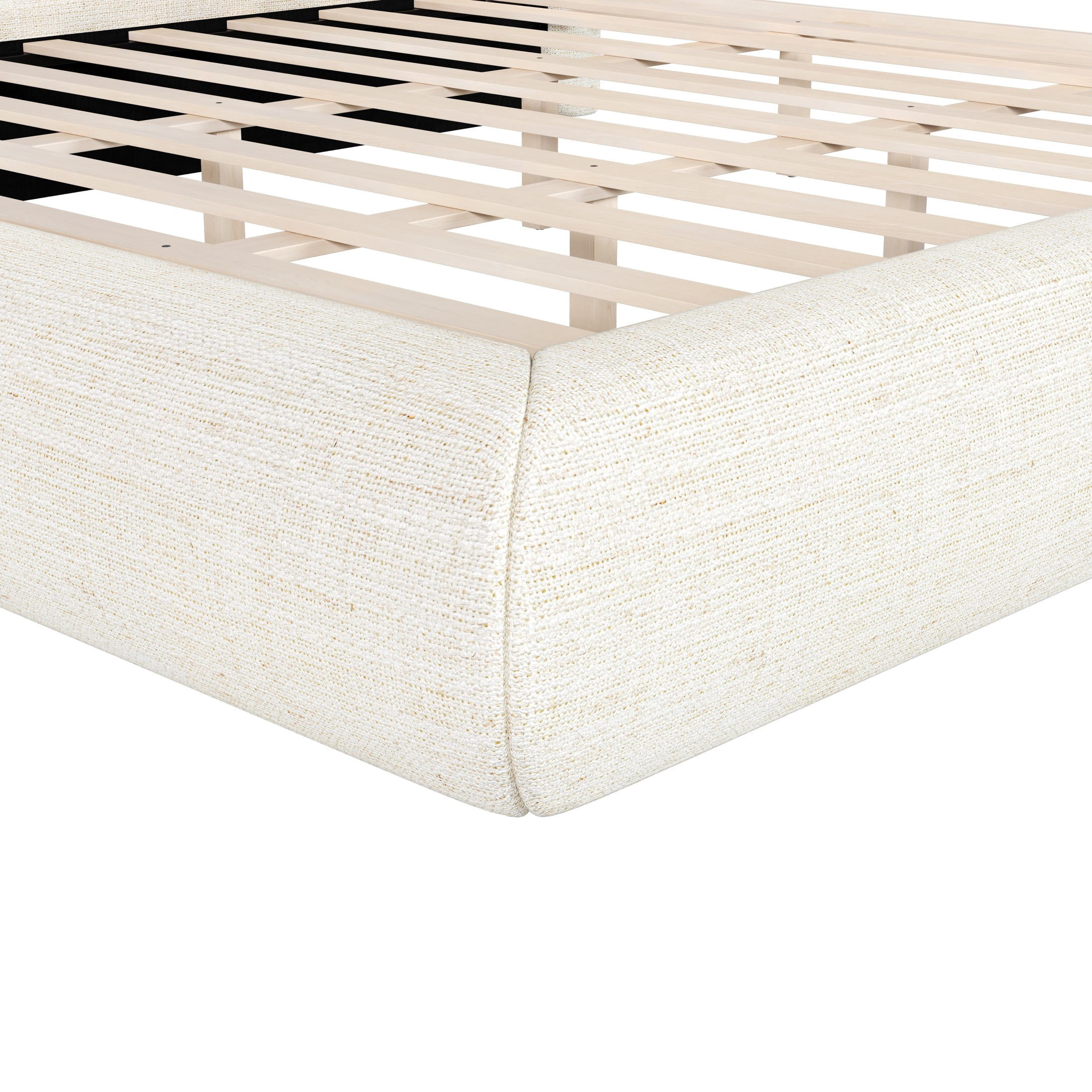 Christopher Knight Home Upholstered Platform Bed Frame with Thick Oversized Headboard, LED Lights, USB Ports, Beige