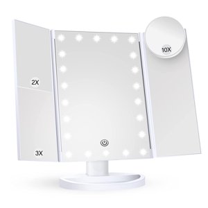 BN-LINK Trifold LED Lighted Makeup Mirror with 10X Mirror