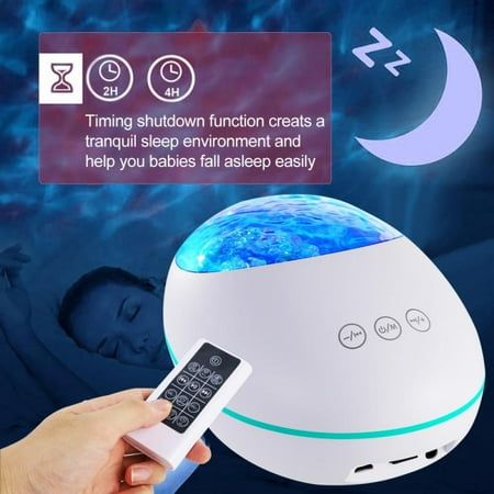 

Lucky Stone Ocean Wave Projector 12 LED 8 Colors Changing Remote Control with Built-in Music Player Bluetooth 5.0 Speaker Music Ocean Sea Daren Waves LED Night Light Projector Lamp
