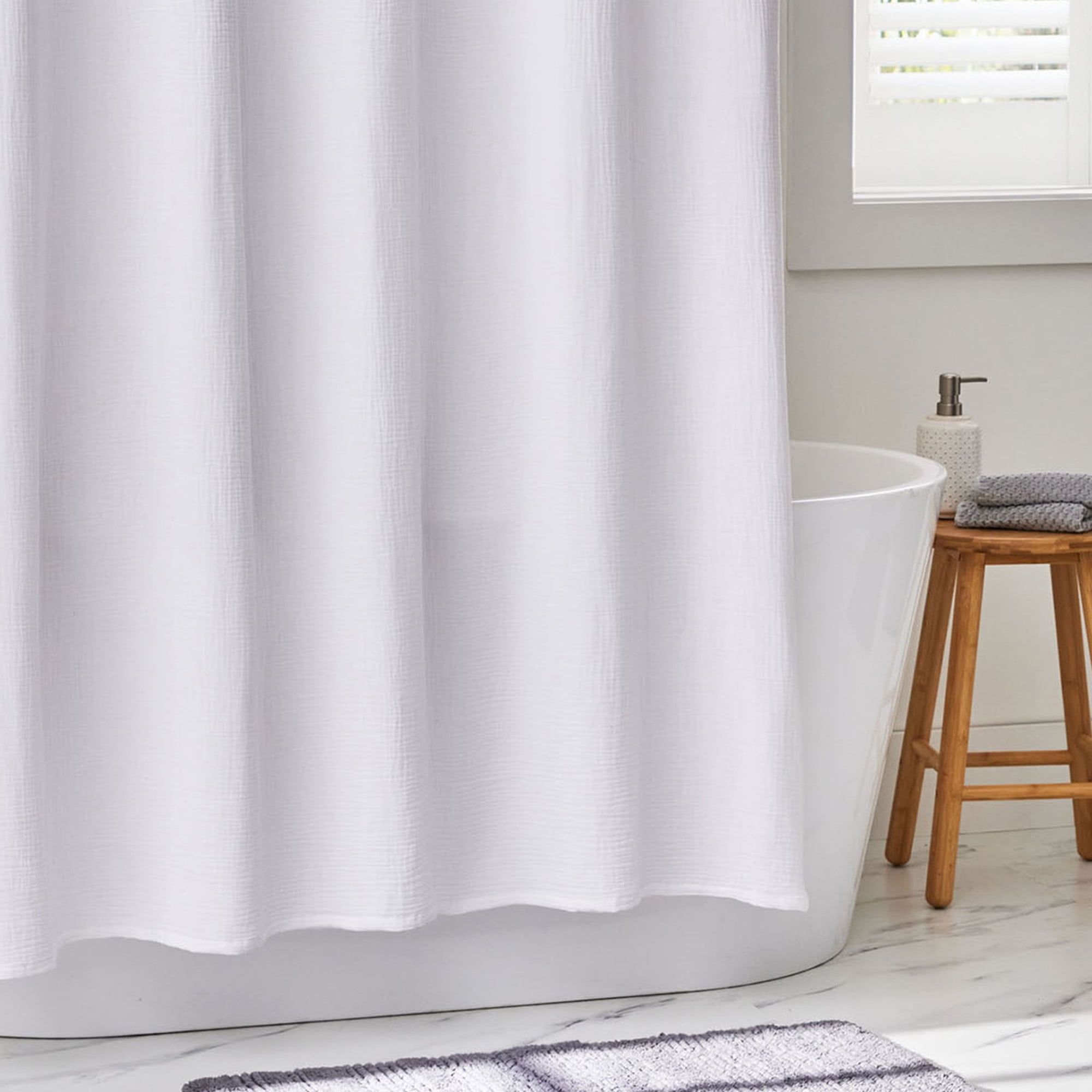 Better Homes & Gardens Gauze Shower Curtain Arctic White, 100% BCI Cotton, 72"W x 72"L, 1 Piece