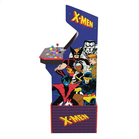 Arcade1UP X-Men (4-Player) Arcade with Riser, Lit Marquee, Lit Deck Protector, Wifi, and Exclusive Stool Bundle