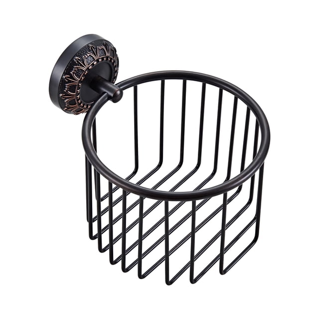 Cesta Para Papel Higiénico Montada En La Pared, Organizador De Almacenamiento Para Baño, Color Negro Antiguo, Bronce Aceitado