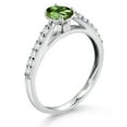 thumbnail image 3 of Gem Stone King 10K White Gold Green Tourmaline and White Lab Grown Diamond Engagement Ring for Women (0.68 Cttw, Oval 6X4MM, Gemstone October Birthstone, Size 5), 3 of 4
