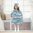 thumbnail image 7 of Dailycode Wearable Blanket Hoodie Oversized Sherpa Flannel Blankets with Pocket for 3-14 Year Old Dolphins Cloud Leaf, 7 of 7