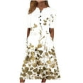thumbnail image 2 of ICHUANYI Clearance Fashion Women Summer Printing Causal V-Neck Button Short Sleeve Vacation Pockets Dress(Yellow, XL) ICHUANYI WER2023081001753, 2 of 5