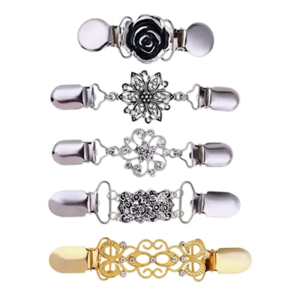 ROZYARD Women Cardigan Collar Clip Vintage Sweater Shawl Clip Shawl Scarf Metal Clip