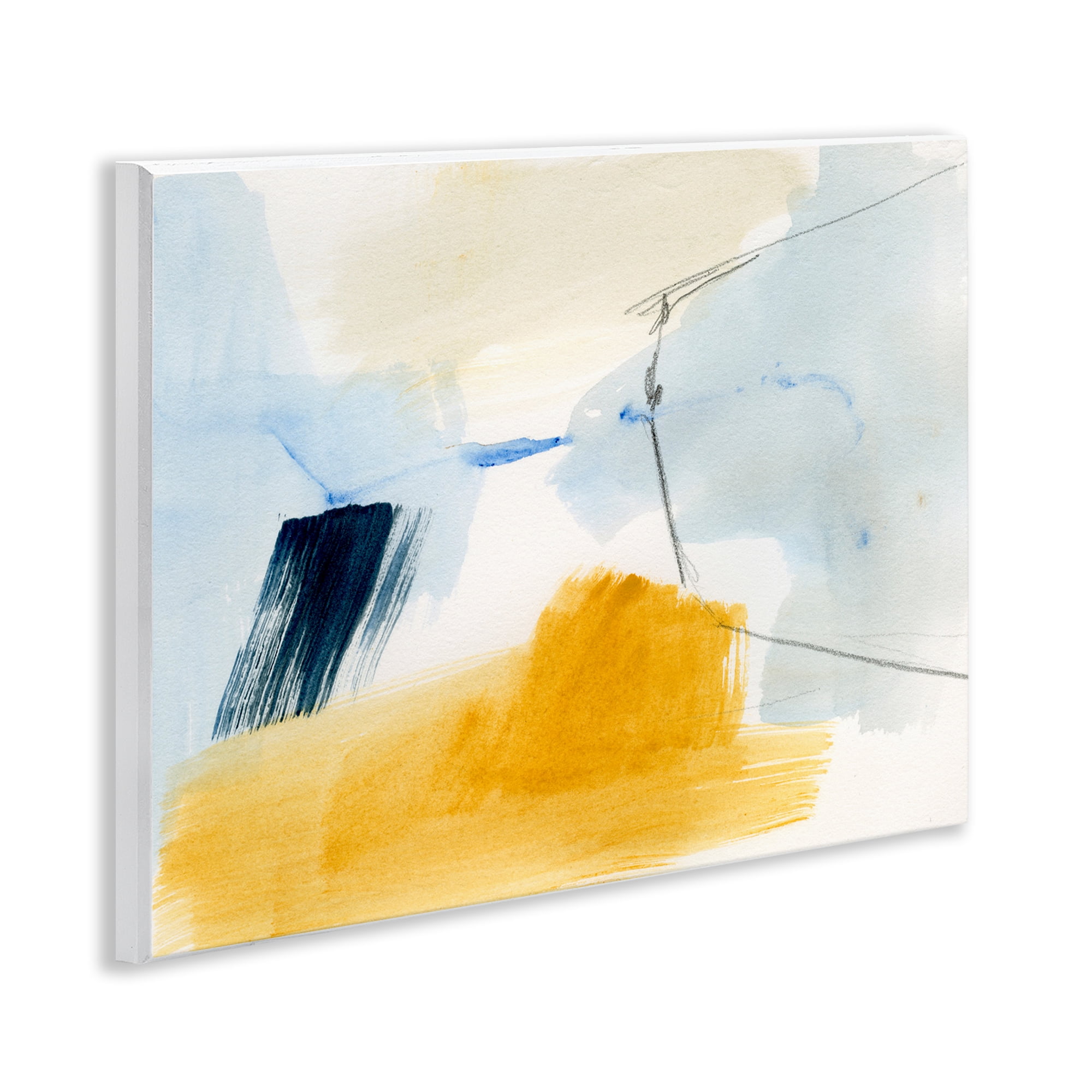 Stupell Industries Abstract Paint Yellow Accent Abstract Painting Unframed Art Print Wall Art, 14 x 11