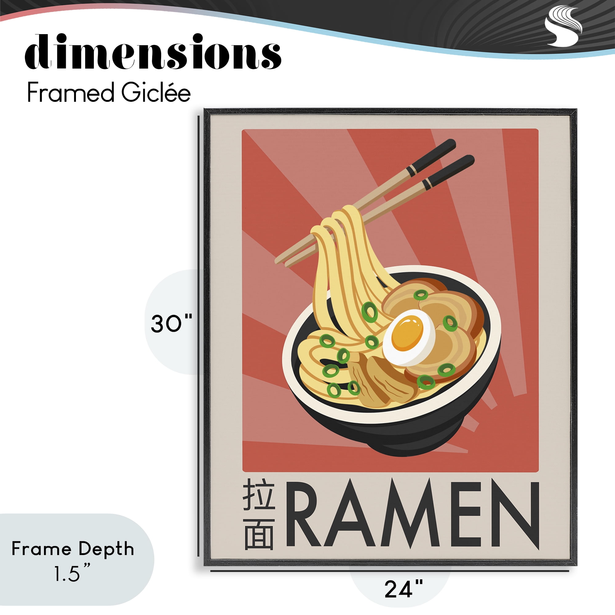 Stupell Industries Iconic Ramen Poster Black Framed Giclee Art, design by Marcus Prime