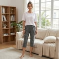 thumbnail image 6 of Women's Capri Yoga Pants Loose Soft High Waist Drawstring Workout Sweatpants Causal Lounge Pants Flared Leggings with Pockets for Summer, 6 of 8