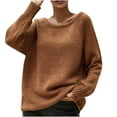 thumbnail image 1 of Suéter de punto Sexy sin tirantes de manga larga con temperamento de Color sólido suelto con cuello redondo para mujer Fridja  hjk1295, 1 of 9