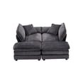 thumbnail image 2 of Modern Corduroy Convertible Sofa Loveseat, 2 Seaters Small Couch Love Seat With Movable Ottomans and Pillows For Living Room Apartment Bedroom, 2 of 11