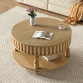 thumbnail image 3 of S-HOME Flip-Top Coffee Table with Spacious Hidden Storage, Solid Wood Legs, Farmhouse Style Center Table, Natural Wood, 3 of 11
