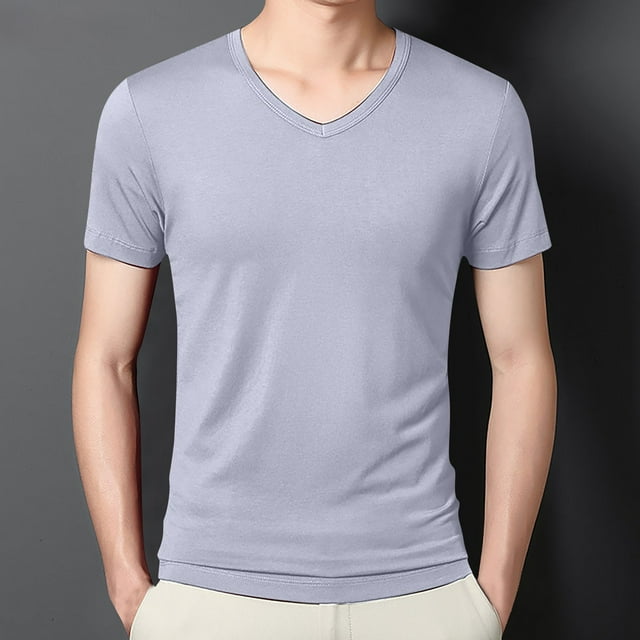 pstuiky camisetas para hombre, Camisa informal de verano corta y holgada con cuello para exteriores para hombre ropa de hombre l