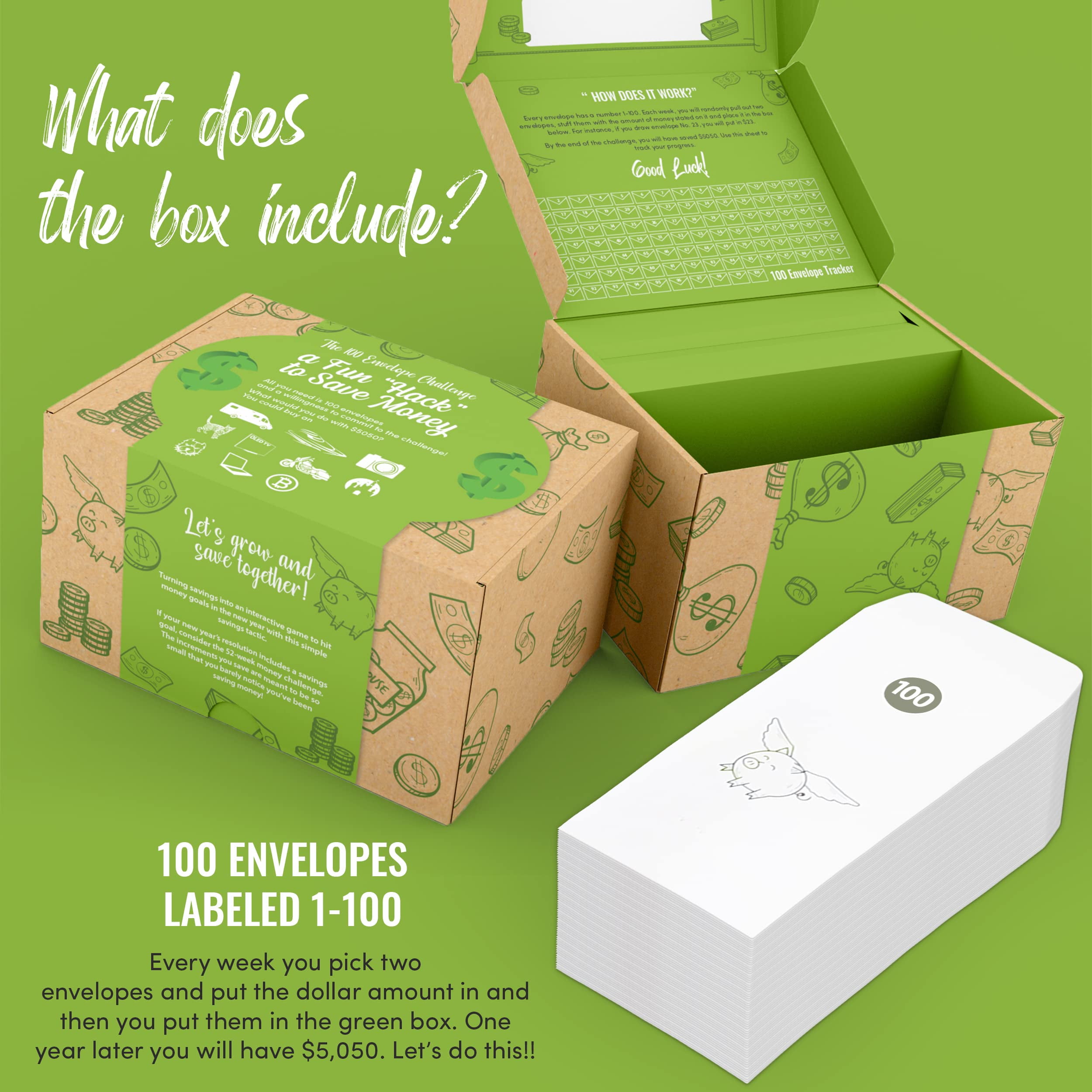 100 Envelope Challenge Box Set Engager le défi d'épargne complète