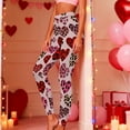 thumbnail image 2 of Meichang High Waist Valentine Leggings for Women Tummy Control Love Heart Print Stretchy Workout Yoga Leggings, 2 of 10