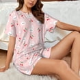 thumbnail image 4 of Wukai Rabbit And Cherry Women's Pajama Set,Short-Sleeve Top and Shorts with Elastic Waistband and Pockets for Loungewear, Yoga, and Casual Wear-3X-Large, 4 of 8