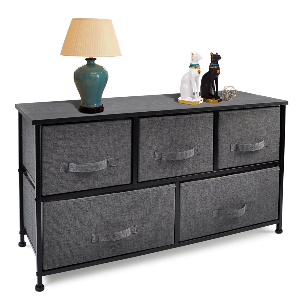 Bigroof Dresser with 5 Drawers, Closet with Fabric Drawers for Bedroom