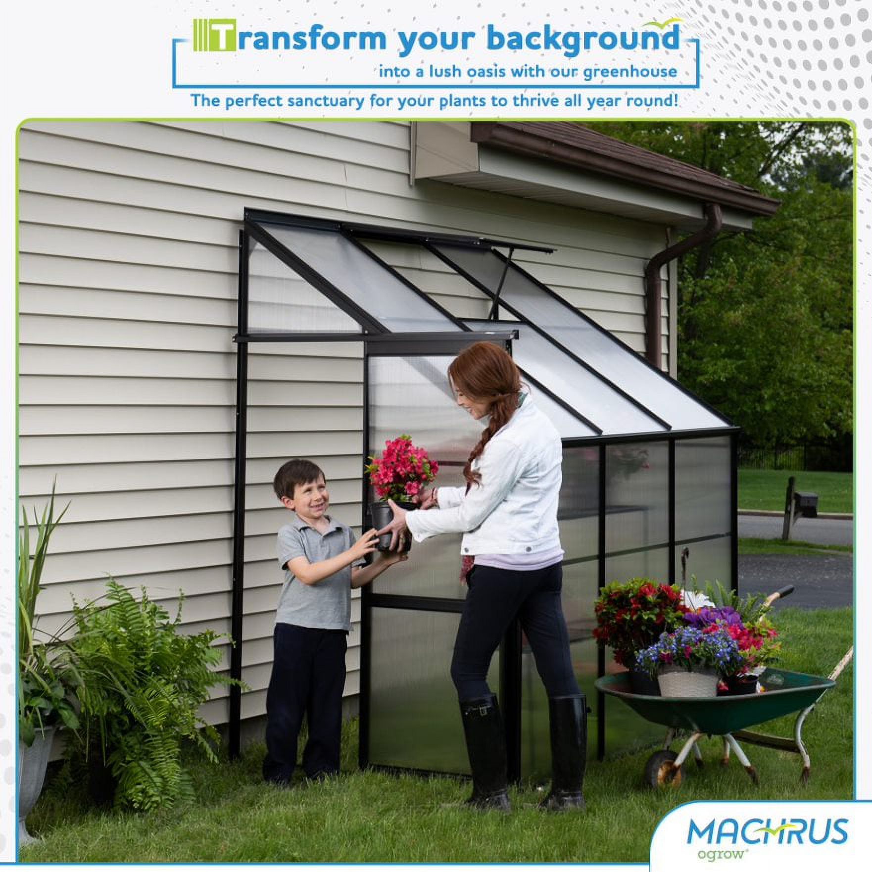 Machrus Ogrow 4 x 6 FT Lean-To-Wall Walk-In Greenhouse with Sliding Door and Adjustable Roof Vent - image 7 of 7