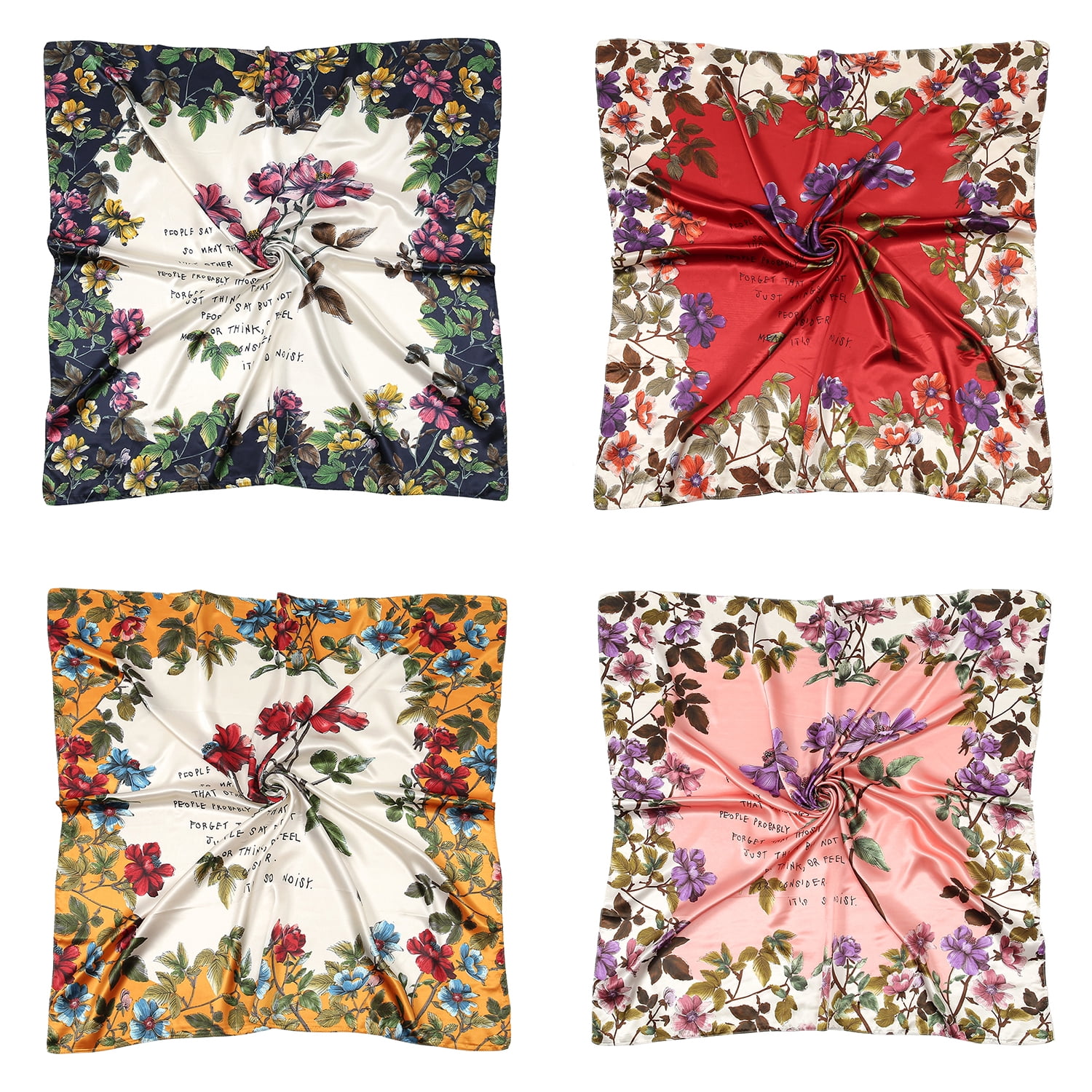 RIIQIICHY 35 Inch 4 PCS Women Head Scarf Hair Scarf Like Silk Scarf Bandana Satin Scarf for Sleeping Hair Wrapping at Night