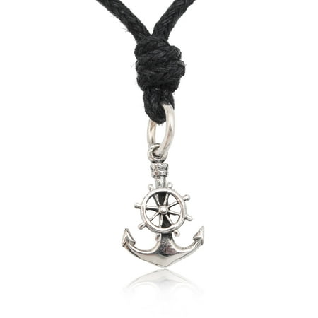 Sterling Silver Anchor Charm - 92.5 Sterling Silver ShipSteering Wheel Anchor Pendant Charm