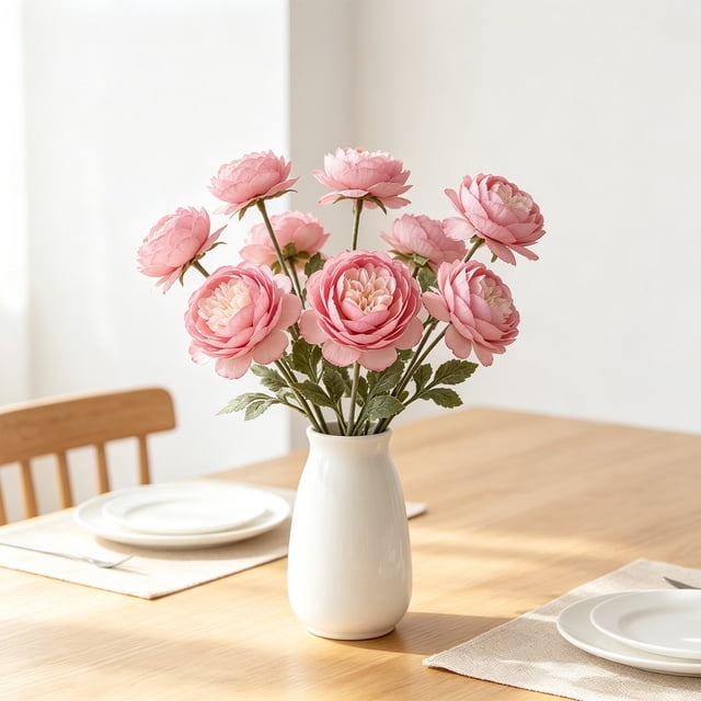 Artificial Ranunculus Flower Stems 8 Colors Realistic Fake Peony Bouquet For Home Wedding Party Table Centerpiece Vase Decor