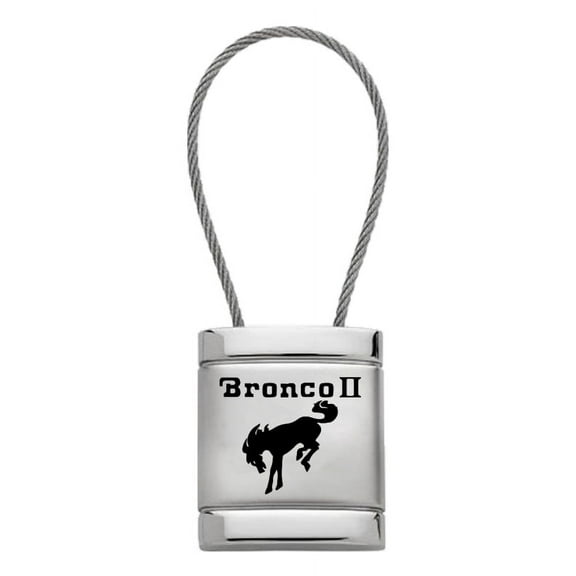 Ford Bronco II Satin Chrome Cable Key Ring (Silver)