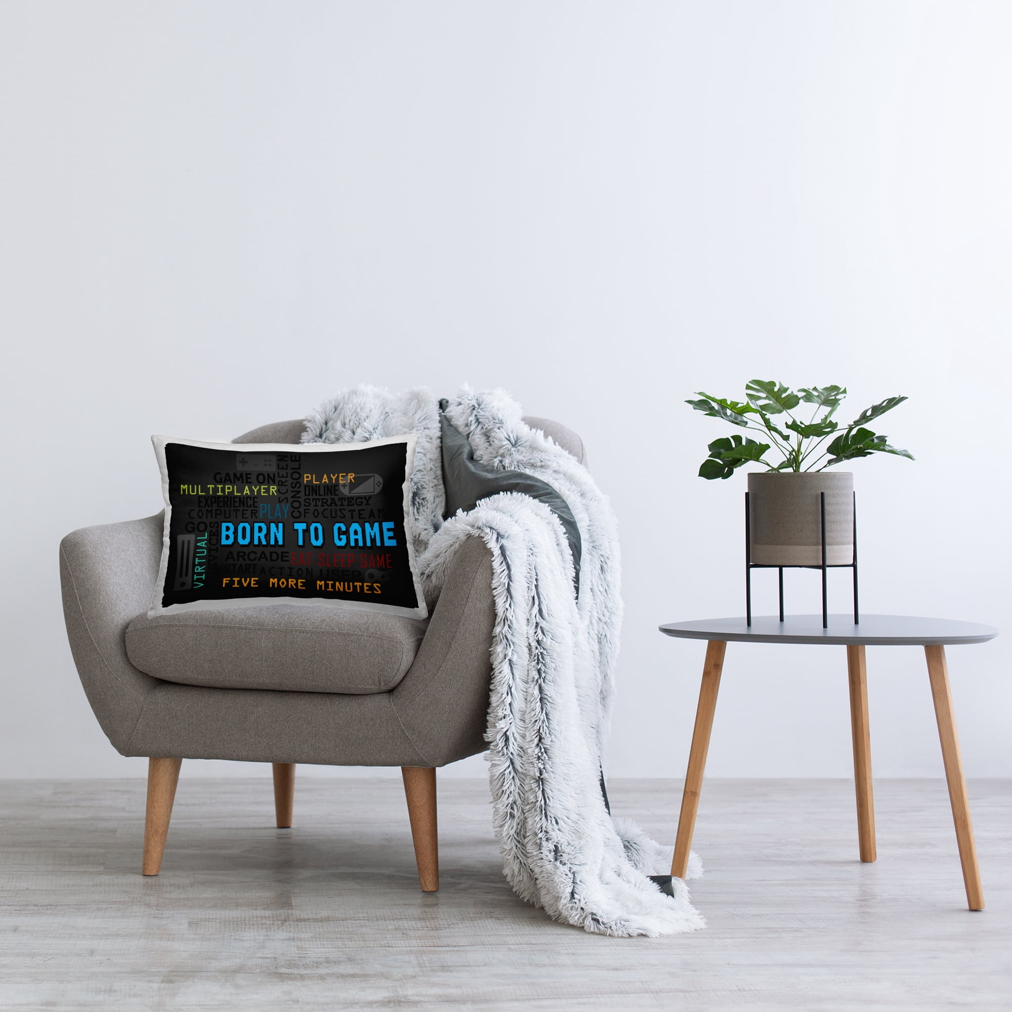 Stupell Industries Born To Game Arcade Decorative Printed Throw Pillow, design by Kim Allen