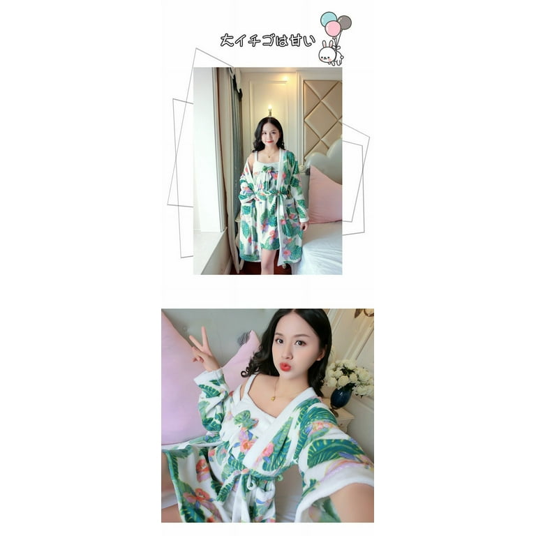 STJDM Nightgown,Kimono Robe Sleepwear Flannel Homewear Intimate Lingerie  Winter Coral Fleece Bathrobe Gown Sexy Home Clothing L WomenJ : :  Clothing, Shoes & Accessories