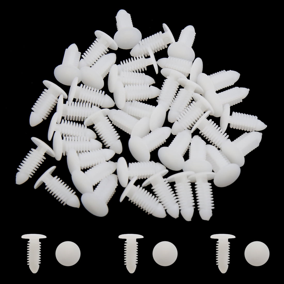 40Pcs White Plastic Rivets Splash Guard Fastener Push Type Clips 8 x 6