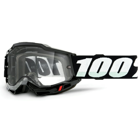 100 % Accuri 2 Enduro Moto Goggles (One Size Fits Most, Black / Clear Lens)