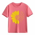 thumbnail image 4 of PINQI Girls Summer Sunflower T Shirt Cute Flower Graphic Kids Short Sleeve Tops Crewneck Loose Tee Casual Basic Tshirt, 4 of 4