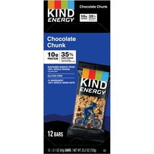 KIND Energy Bars - Gluten-free Individually Wrapped - Chocolate Chunk - 12 / Box | Bundle of 5 Boxes