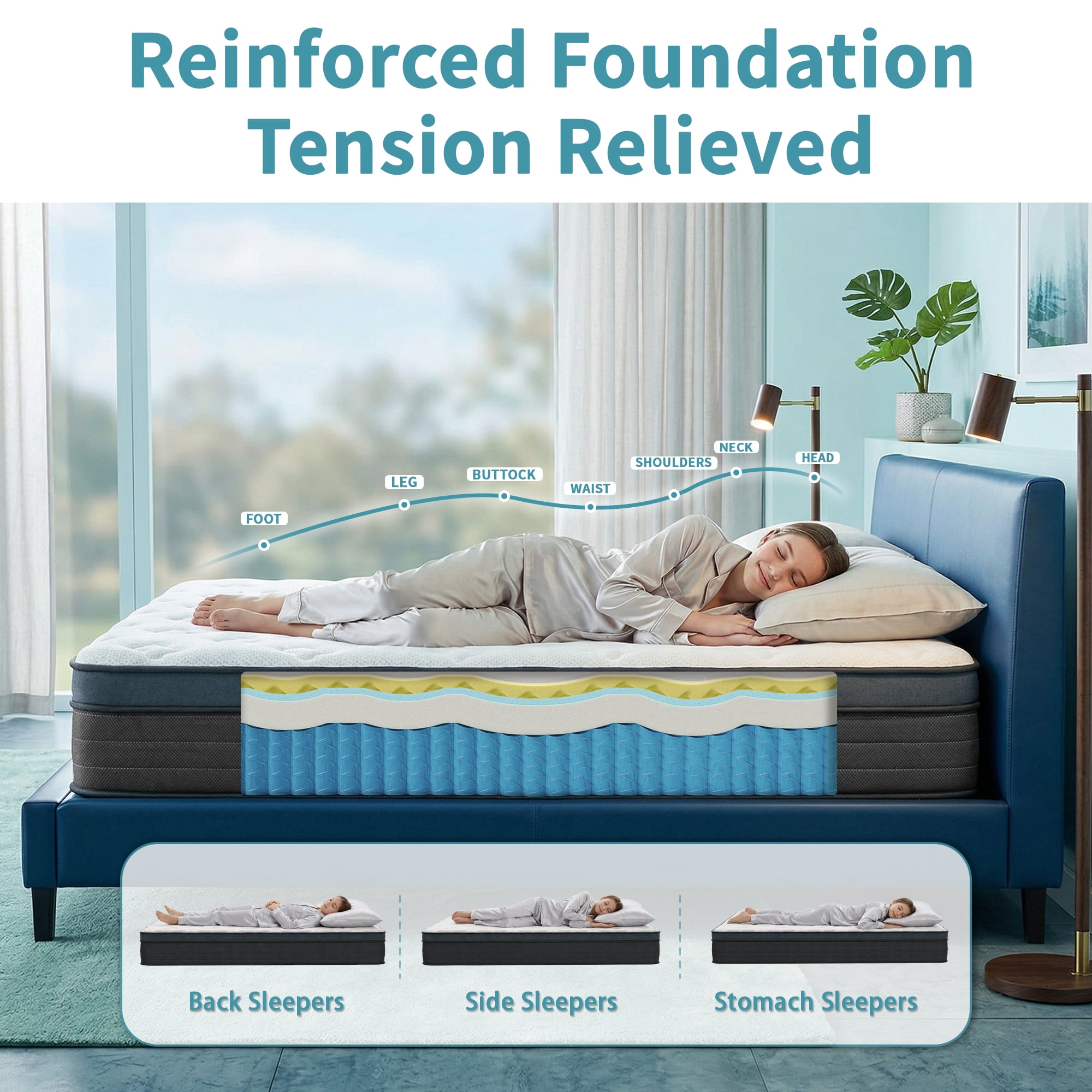 10 Inch Twin Size Hybrid Mattress with Cooling Gel Memory Foam and Pocket Springs Medium Firm Support CertiPUR US Certified Fiberglass Free Motion Isolation Pressure Relief Back Pain Relief