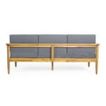 thumbnail image 6 of GDF Studio Plumb Outdoor Acacia Wood 3 Seater Sofa with Cushions, Teak and Dark Gray, 6 of 7
