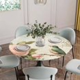 thumbnail image 5 of Pink Floral Round Tablecloth for 45-54 Inch Tables,Fitted Table Cover with Elastic Edge,Bird Branch Vintage Mottled Middle Century Waterproof Outdoor Table Cloth Protector for Patio Garden Dinner, 5 of 9