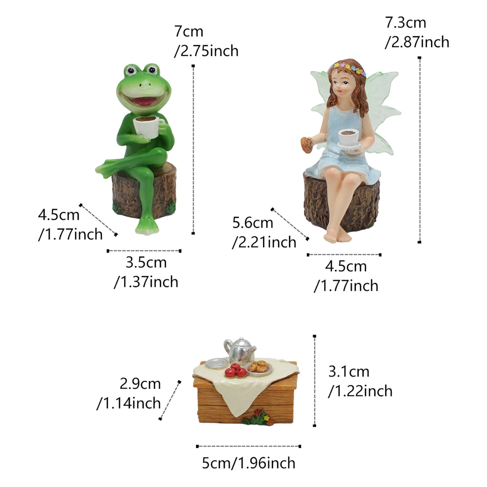 3PC Outdoor Frog And Fairy Garden Decoration Resin Frog Statue Garden Decoration Frog Statue Garden Statue For Mini Pond Balcony