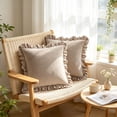 thumbnail image 4 of Yatlte Velvet Ruffle Throw Pillow Covers Couch, Decorative Pillowcases with Ruffles 18x18 Inch Solid Color Shabby Chic Farmhouse Cushion Cover for Living Room Sofa Bed, 4 of 6