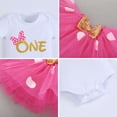 thumbnail image 3 of FYMNSI Baby Girl My 1st First Birthday Cake Smash Outfit Short Sleeve Romper Polka Dot Tutu Skirt Ear Headband 3pcs One Year Old Party Clothes Set 1 Year Hot Pink, 3 of 6