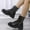 Gold, variant on Bnwani Boots for Women New Fall Winter Square Thick Chunky High Leather Boot Black Size 4.5